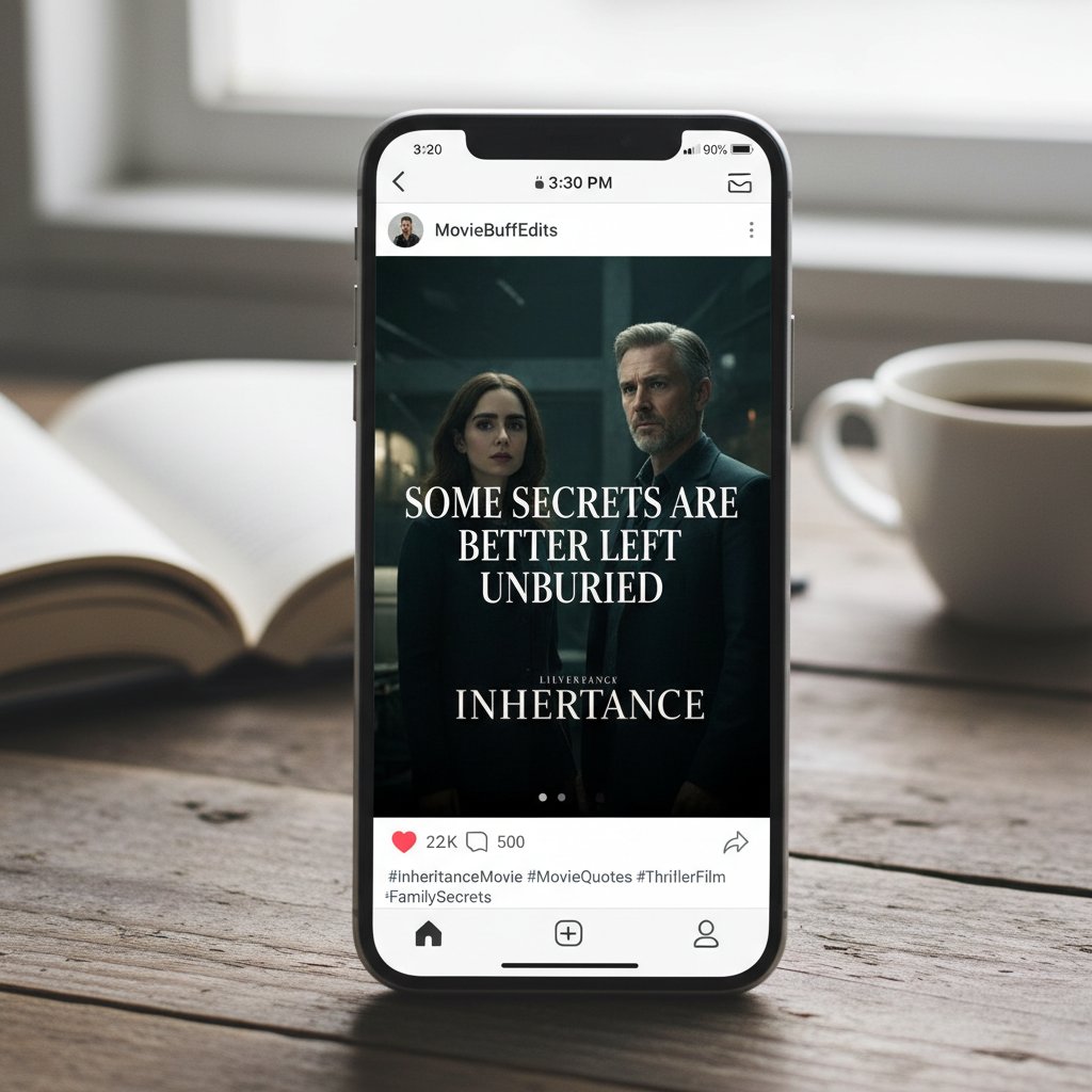 Smartphone screen showing viral quote from a movie about inheritance, shared on social media
