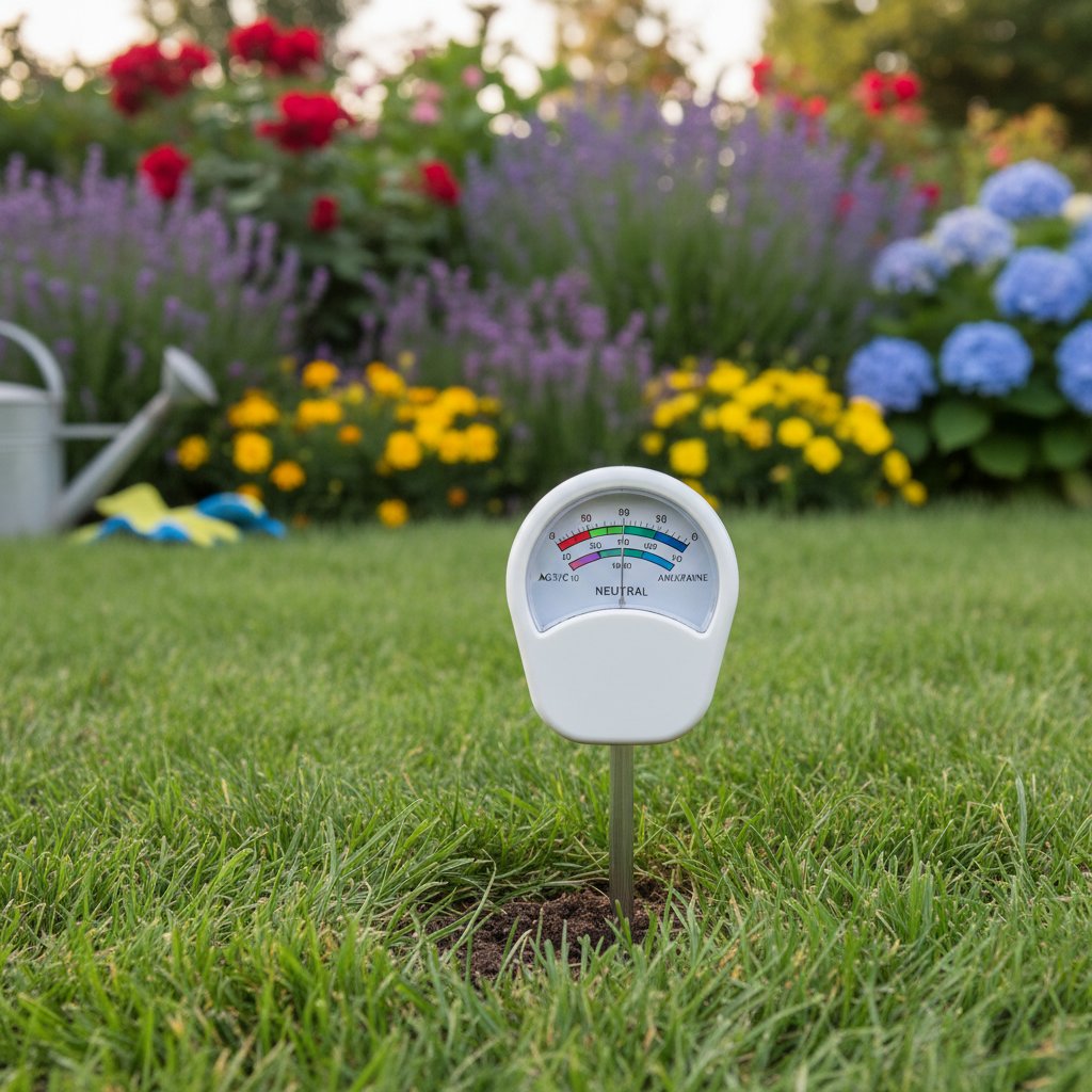 Miernik pH używany do sprawdzenia kwasowości gleby na trawniku