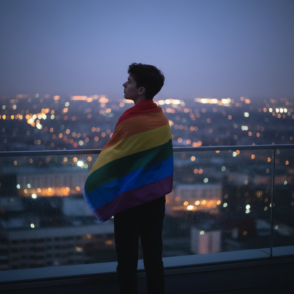 Młoda osoba w tłumie obserwująca świat z dystansu, symbol demiseksualności, Polska