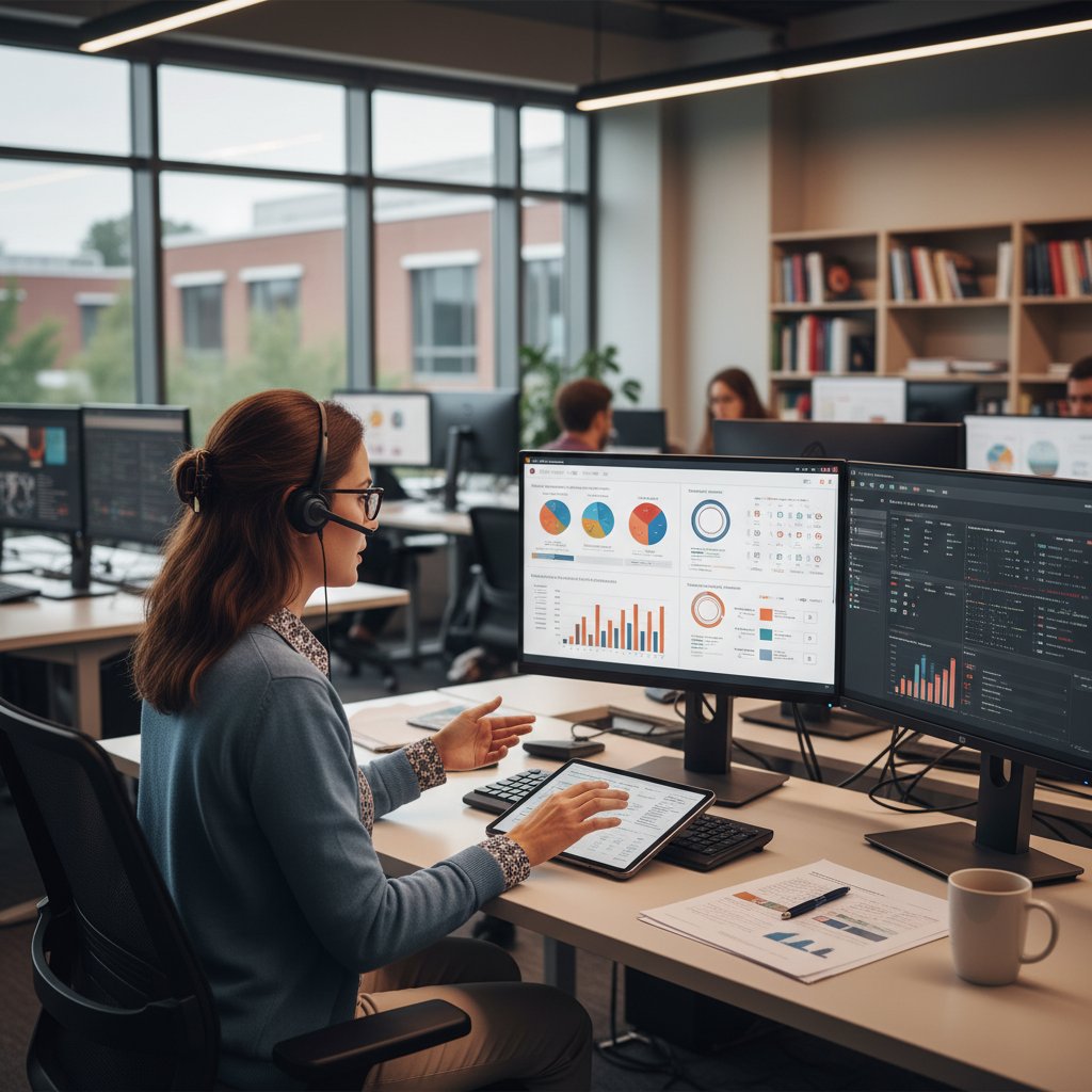 Specjalista analizuje dane personalizacyjne w sektorze edukacji – nowoczesne technologie w praktyce