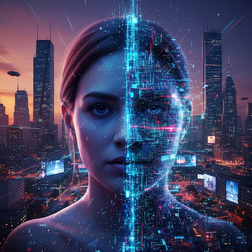 Symboliczne połączenie człowieka i cyfrowej tożsamości w kontekście zmiany światopoglądu przez AI