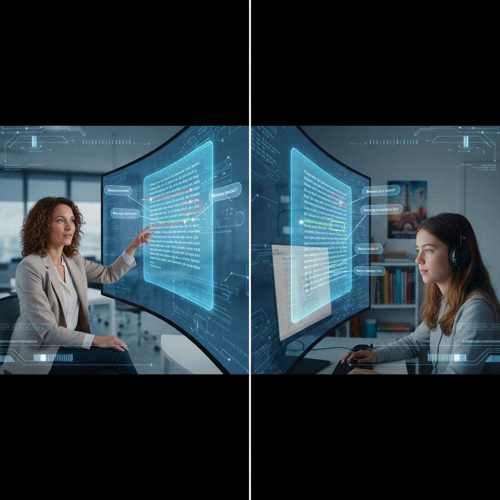 Korekta AI kontra nauczyciel francuskiego, francuski pisanie online