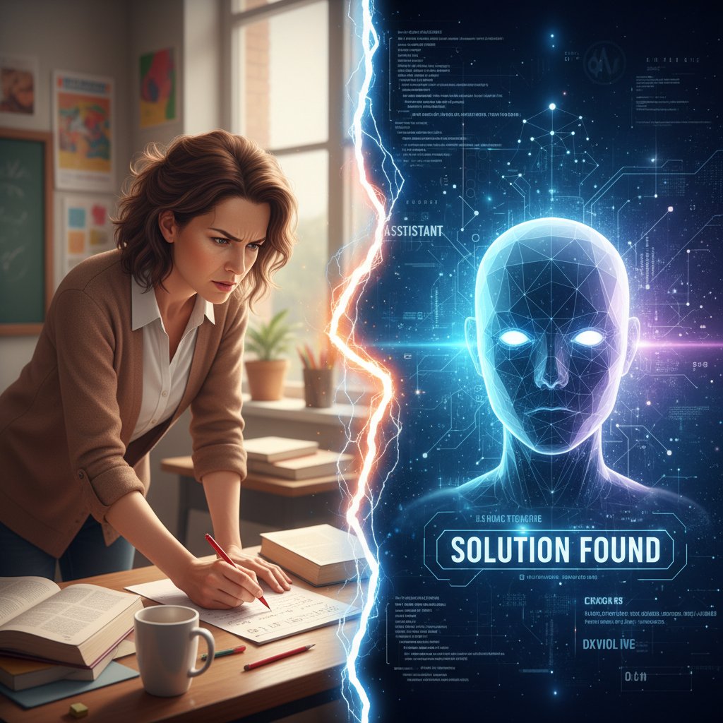 Podział ekranu: ludzki nauczyciel kontra interfejs AI, wyrazisty kontrast – porównanie mentorów w programie korepetycje online