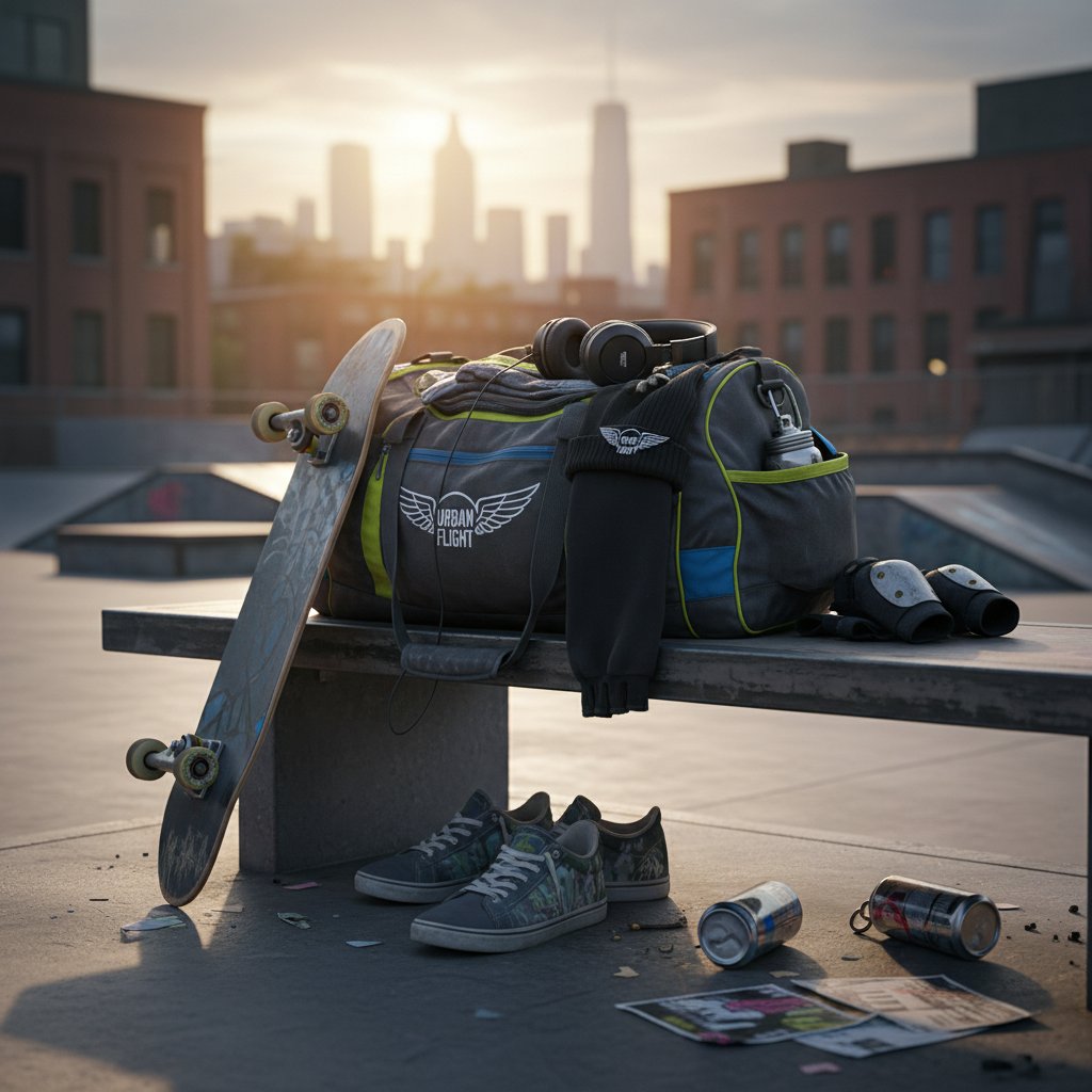 Zawartość sportowej torby na alternatywne sporty miejskie – ubrania, sprzęt, akcesoria