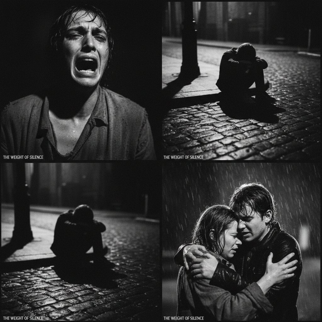 Dramatic film stills highlighting realistic endings