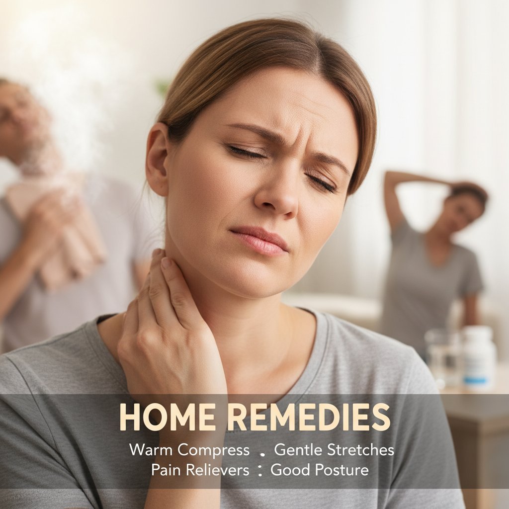 Osoba próbująca domowych sposobów na sztywność karku, bańki, kompresy, spirytus