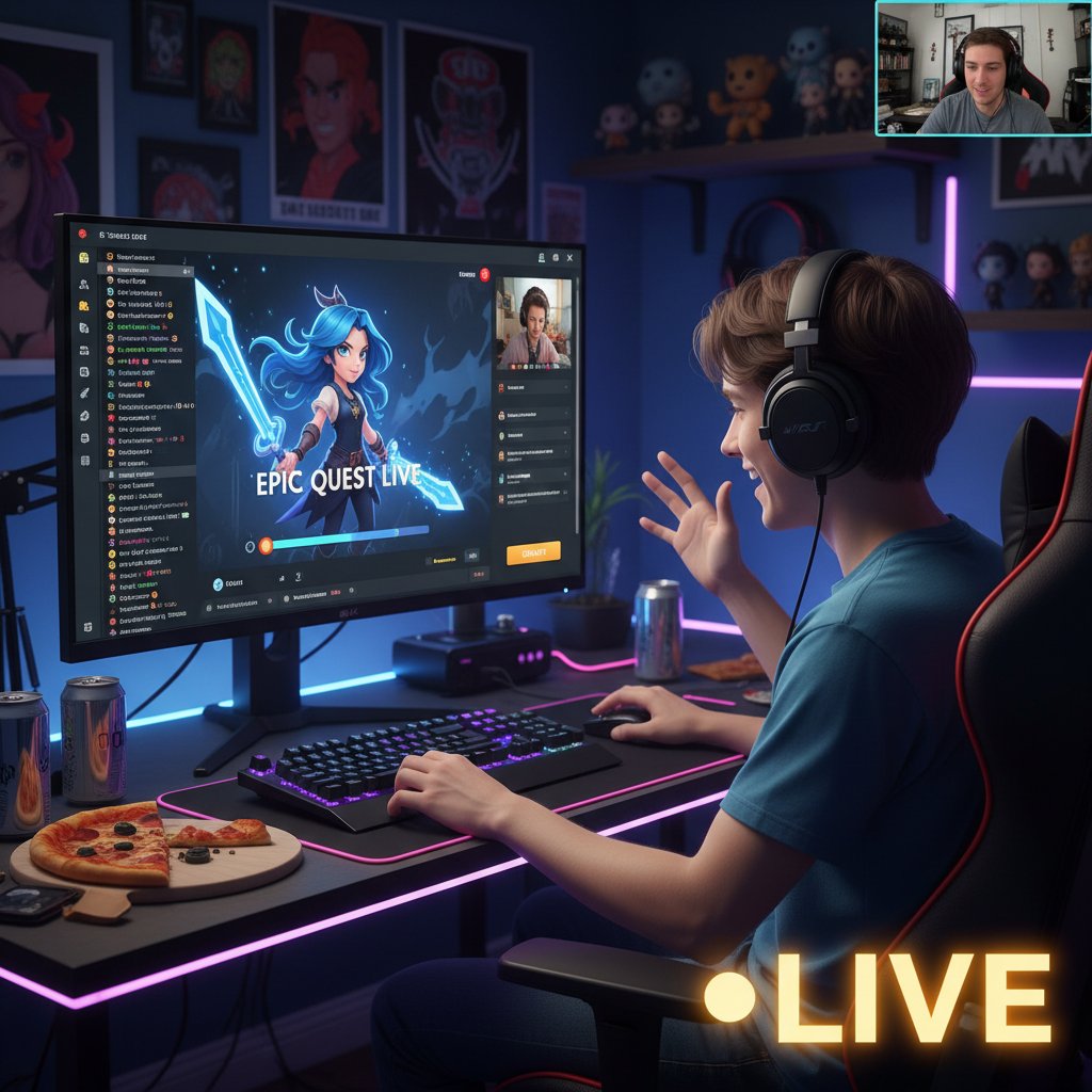 Streamerka prezentuje swój avatar na ekranie podczas transmisji na żywo