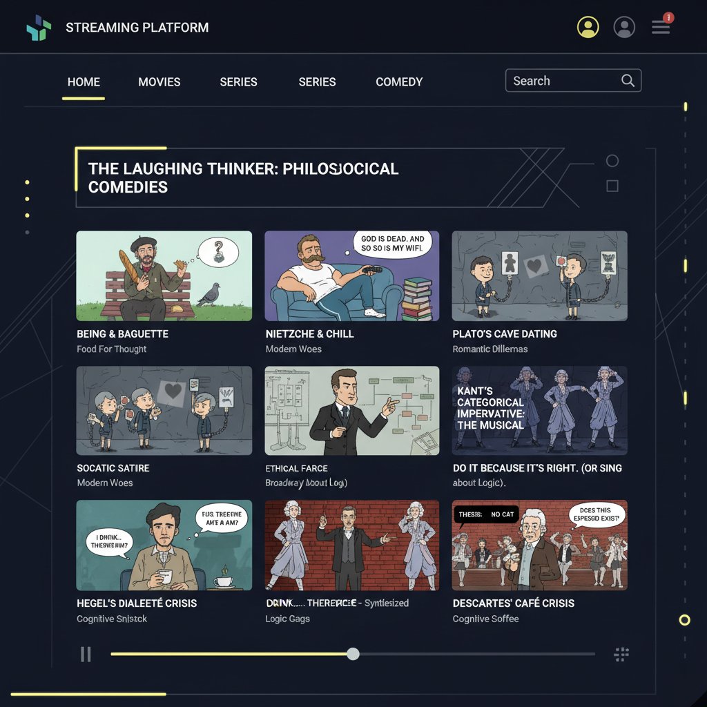 Abstract photo of streaming interface with diverse comedy movies