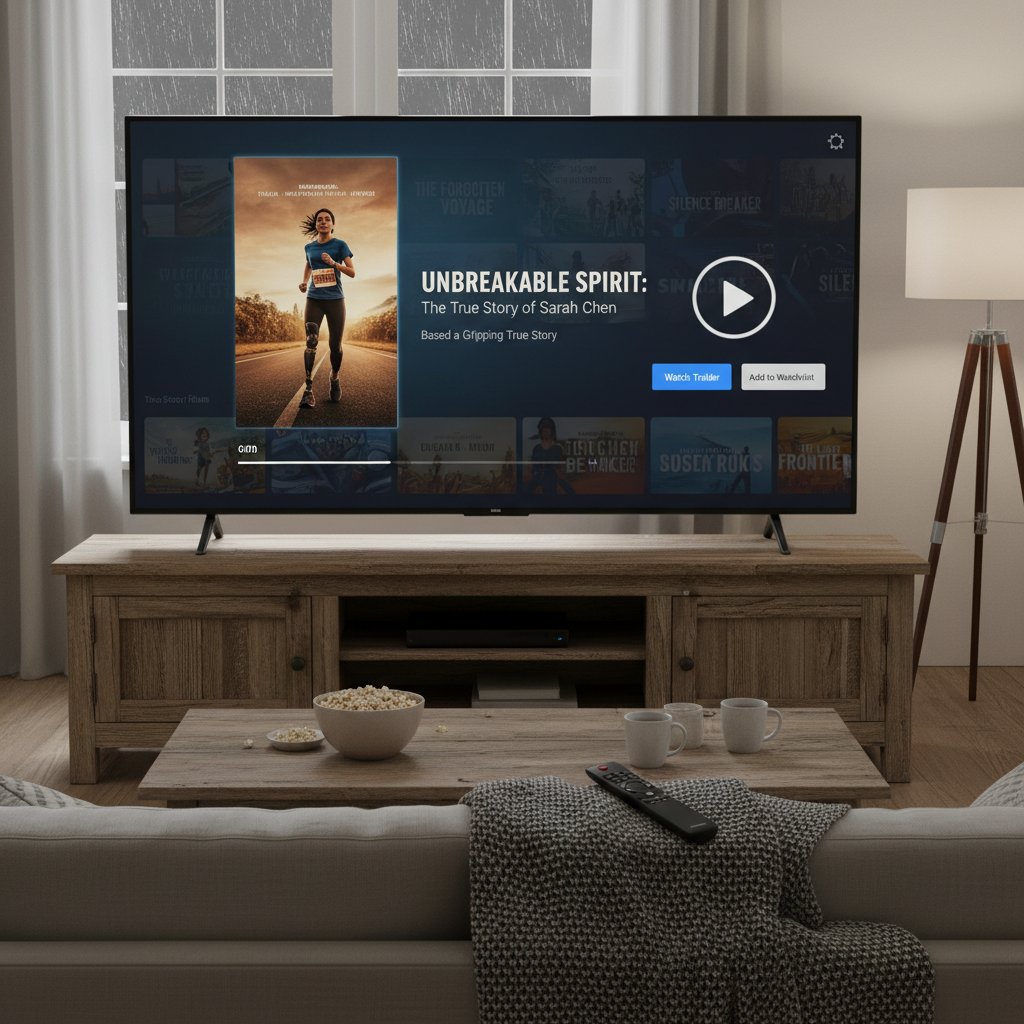 Streaming platform showcasing true story films on the home page, reflecting the explosion of movie true story cinema in digital era