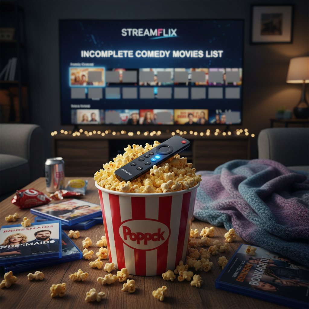 Streaming interface highlighting incomplete comedy films