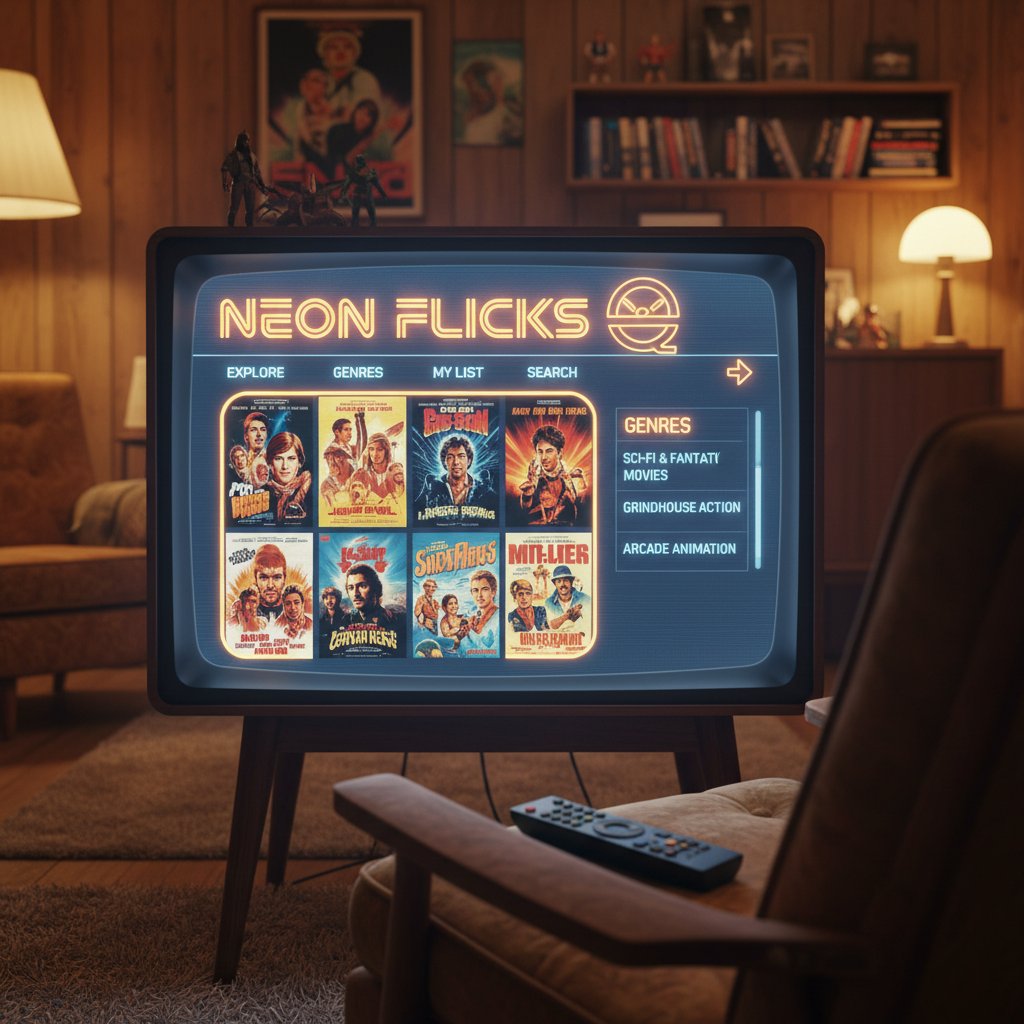 Streaming service interface spotlighting retro movie selections