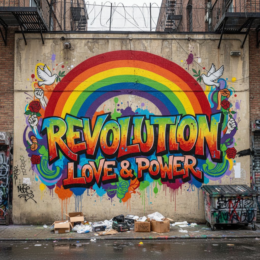 Sztuka uliczna LGBT jako forma oporu w Polsce – mural z motywem tęczy, ściana miejska