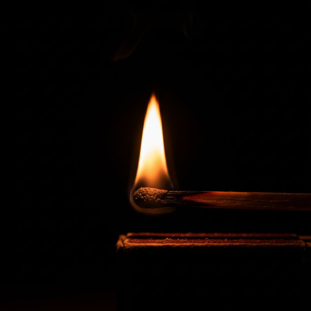 Zapalona zapałka jako metafora przełomu kreatywnego