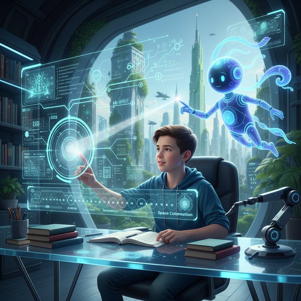 Student planuje naukę z pomocą AI, skuteczne tanie lekcje online, edukacja przyszłości