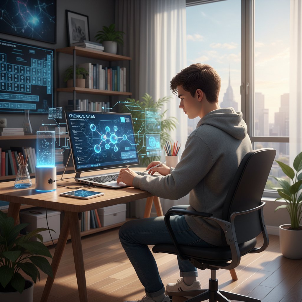 Uczennica korzystająca z platformy AI do nauki elektrochemii