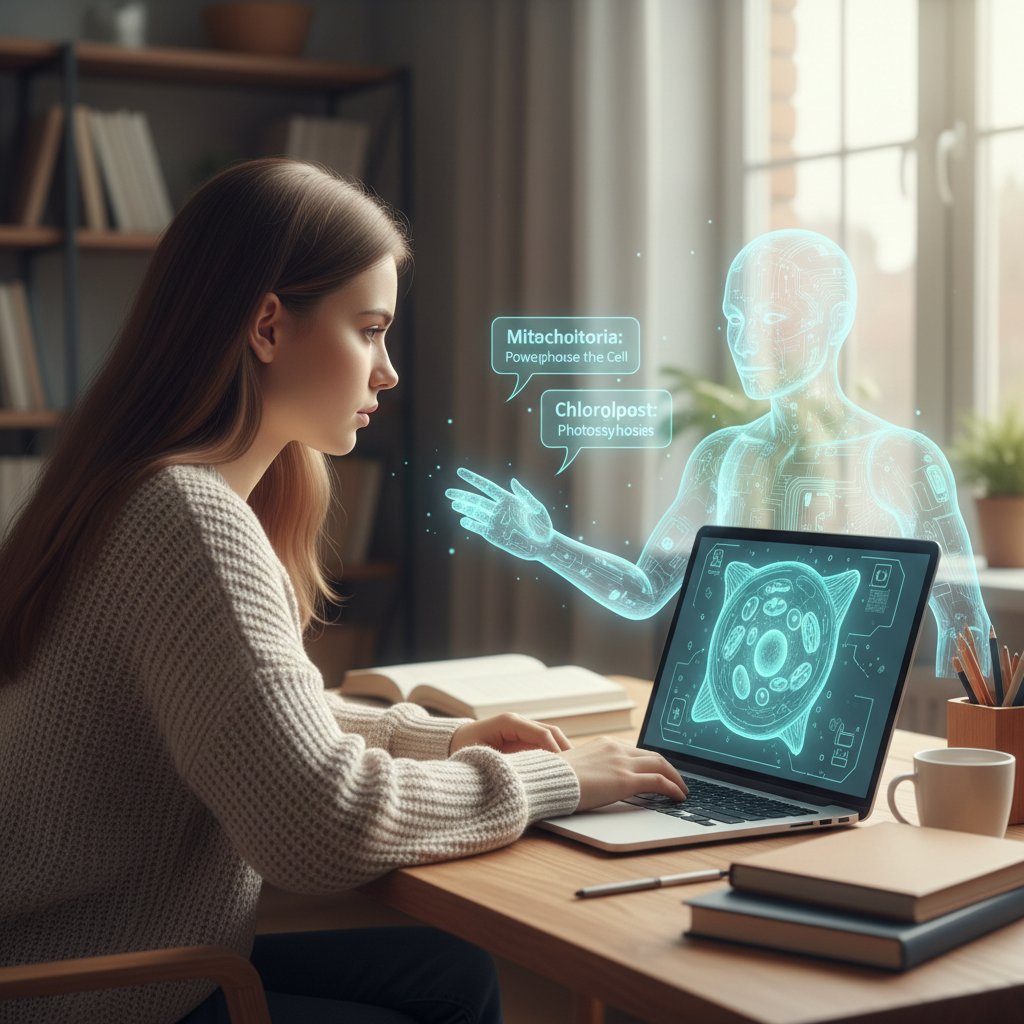 Uczeń korzystający z platformy edukacyjnej wspomaganej AI