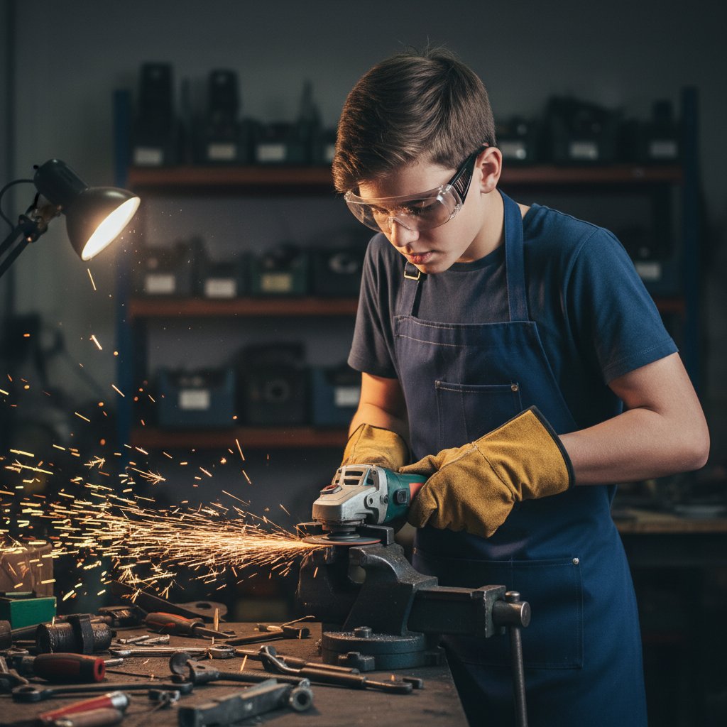 Uczeń wykonujący zadanie praktyczne na egzaminie technik