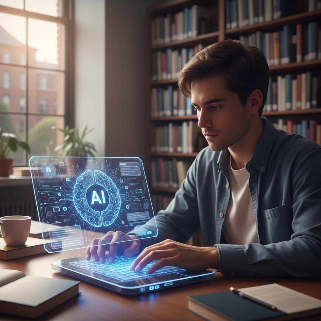 Uczeń korzystający z korepetytora AI – nowoczesne wsparcie w budowaniu pewności siebie