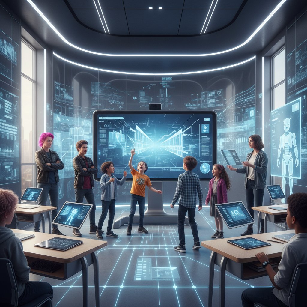 Schüler im digitalen Klassenzimmer 2025, zwischen Neugier und Zweifel.