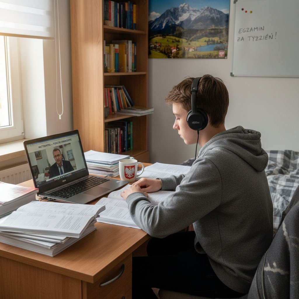 Młoda osoba ucząca się w domu – wygoda i wyzwania technikum online