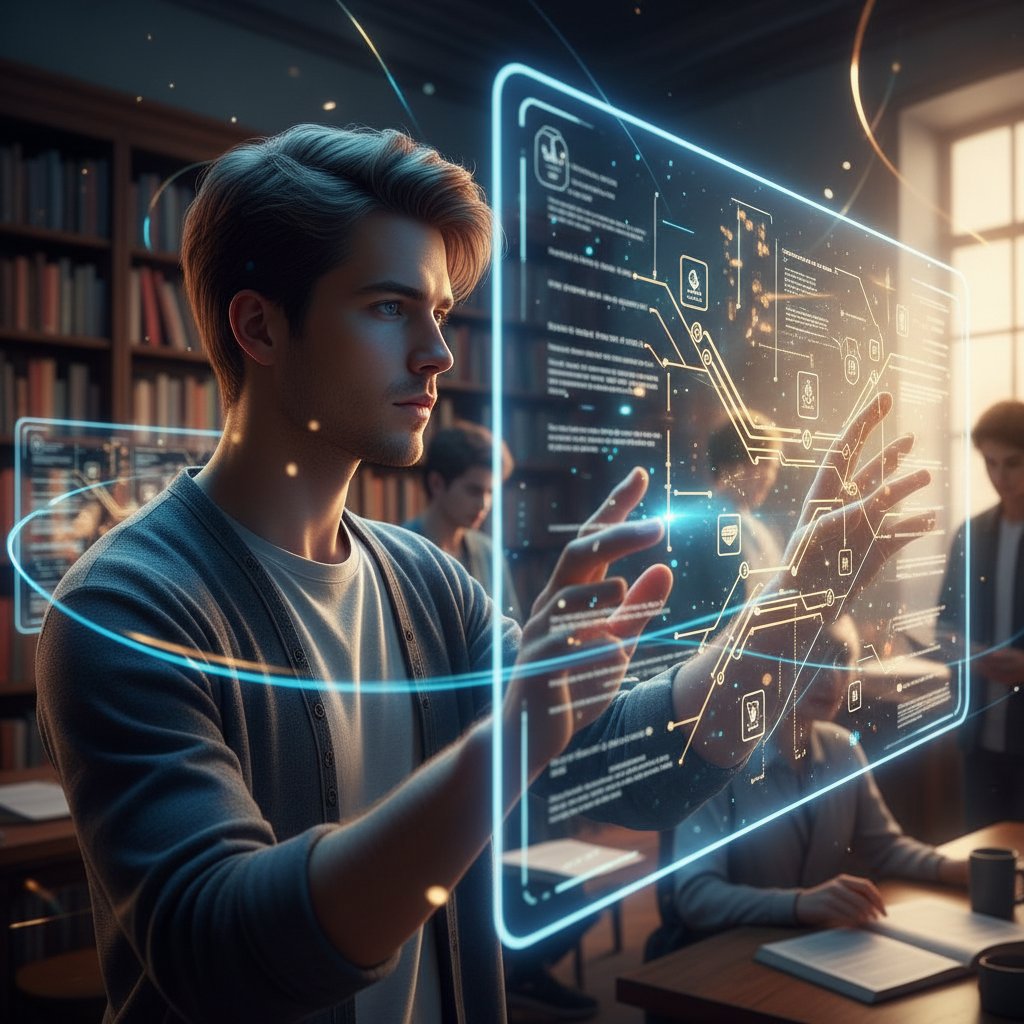 Student analizujący cyfrową chronologię historyczną na laptopie, wyraźne skupienie, dynamiczne światło