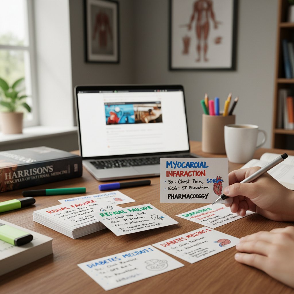 Student wykonujący aktywną powtórkę, efektywne metody nauki medycyny