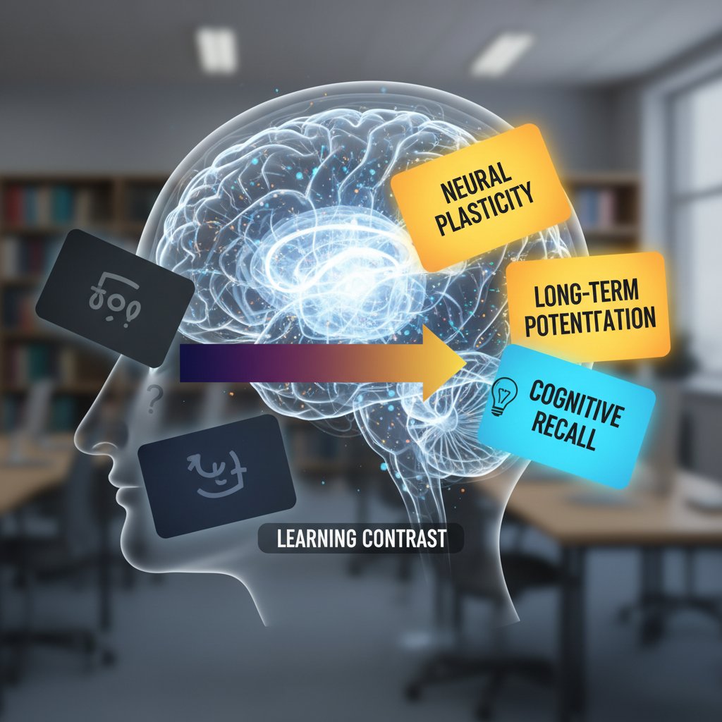 Kontrast między zakuwaniem a aktywną nauką na obrazku