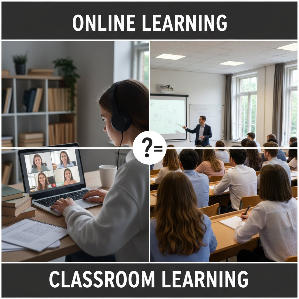 Porównanie skuteczności korepetycji online i tradycyjnych – zdjęcie ucznia przy komputerze i drugiego w klasie
