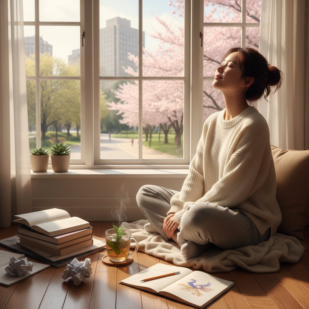 Artystyczna fotografia ucznia odpoczywającego po nauce matematyki online – symbolika wypalenia i odnowy