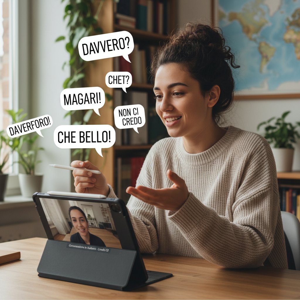 Student rozmawiający po włosku online z native speakerem