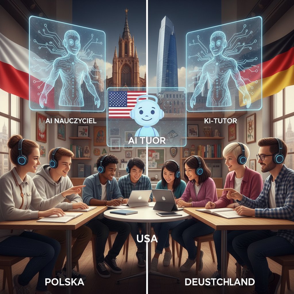 Zdjęcie: uczniowie korzystający z AI tutorów w trzech krajach, Polska na pierwszym planie