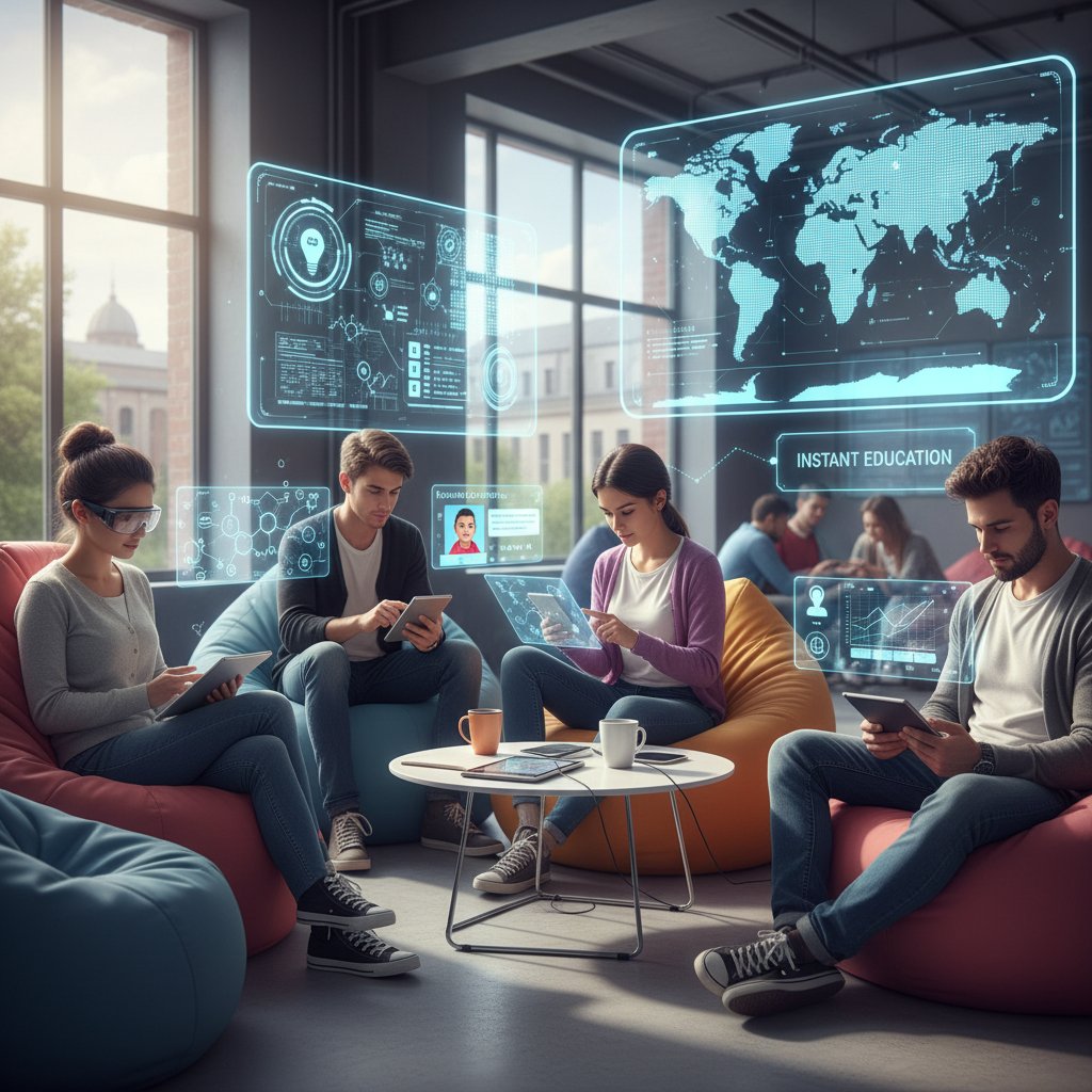 Uczniowie korzystający z błyskawicznych aplikacji edukacyjnych, skupieni na ekranach