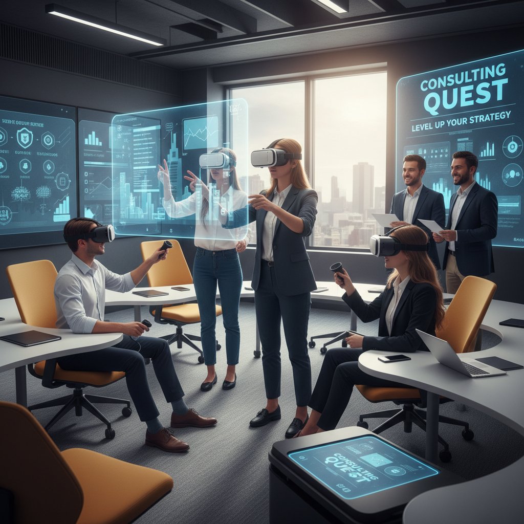 Uczniowie korzystający z gogli VR podczas konsultacji edukacyjnej, gamifikacja w nauczaniu