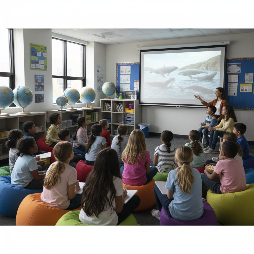 Students learning through documentaries, diverse classroom, engaged with documentary screening, education and documentaries