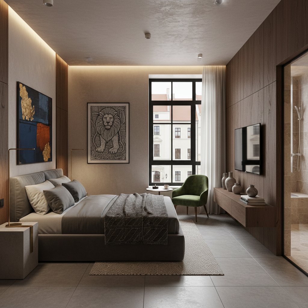 Nowoczesny, stylowy pokój w pensjonacie we Wrocławiu z artystycznymi dodatkami