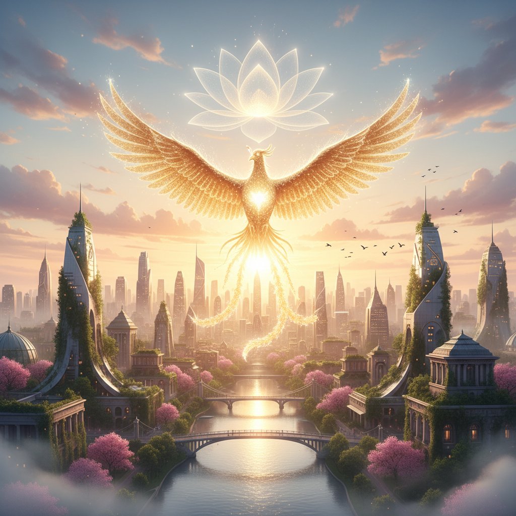 Wschód słońca nad miastem, symbolizujący nowy początek po kryzysie w związku