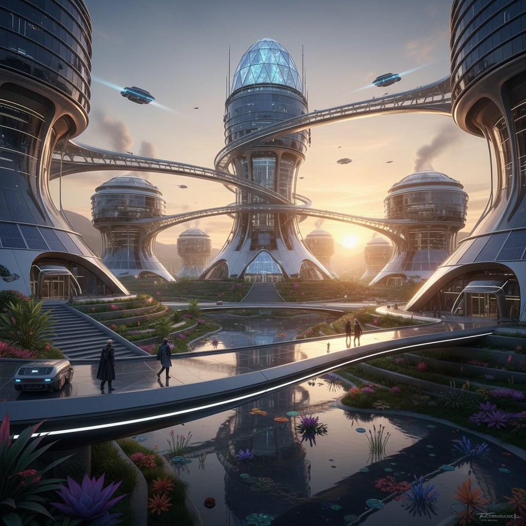 Sunrise over research campus, symbolizing future of research quality