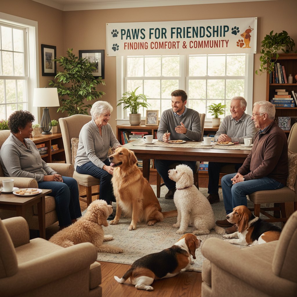 Beratungsstelle mit Hund und Menschen im Gespräch, Unterstützung bei Einsamkeit