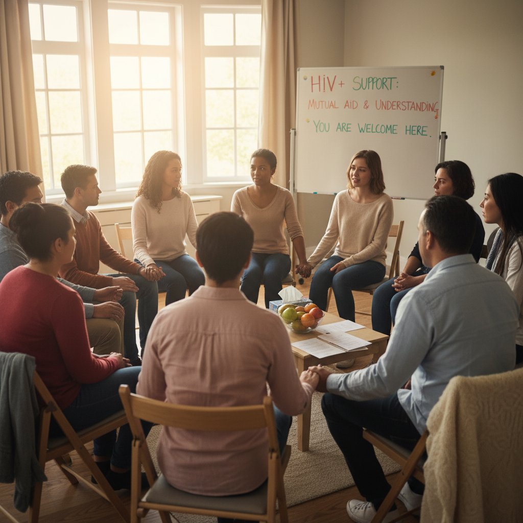 Grupa osób uczestniczących w grupie wsparcia, atmosfera zrozumienia i akceptacji