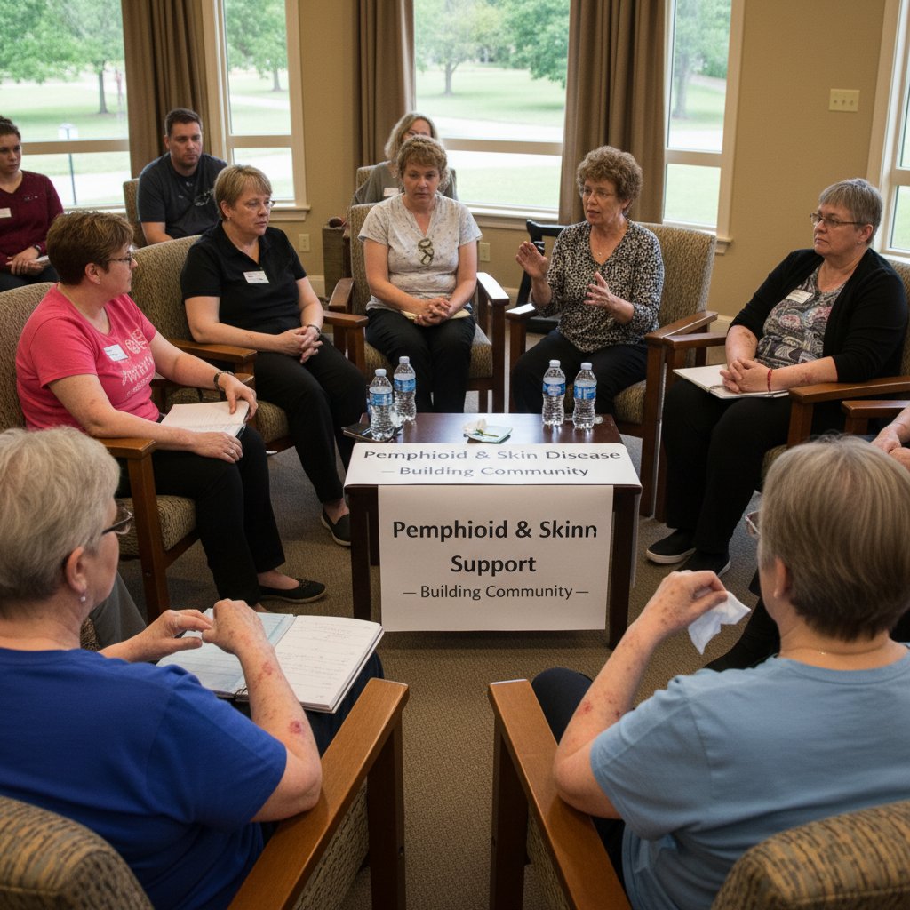 Grupa wsparcia osób z chorobami skóry, wspólna rozmowa i wymiana doświadczeń