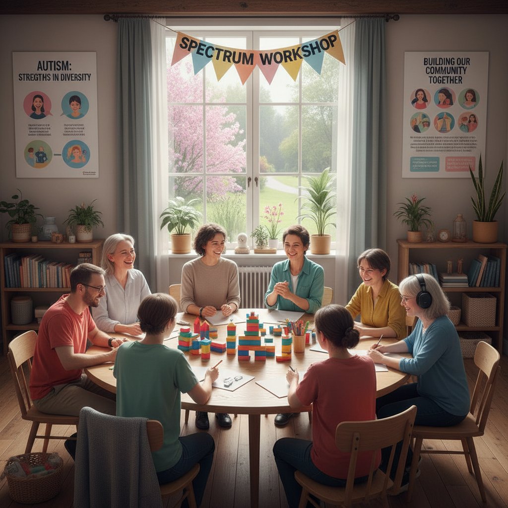 Lokalna grupa wsparcia podczas warsztatów, różnorodni uczestnicy, energia i zaangażowanie