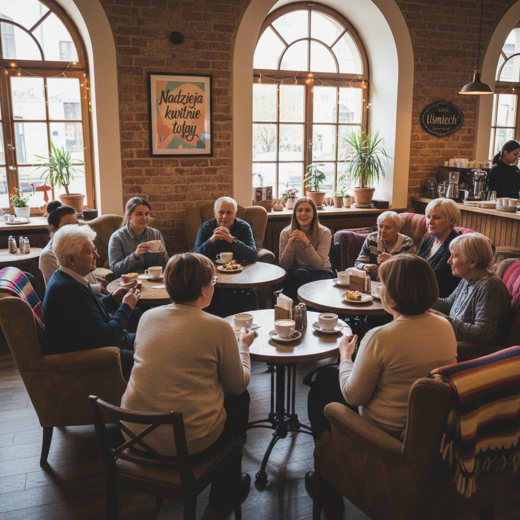 Grupa wsparcia dla osób z wrodzonymi wadami serca w przytulnej kawiarni