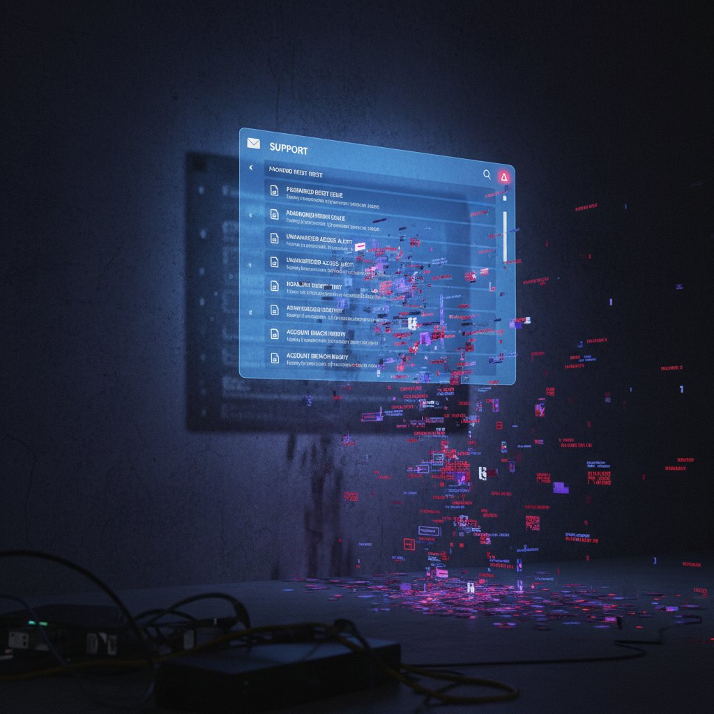Photo of enterprise worker secretly forwarding emails to personal laptop, illustrating shadow IT risks in support inbox management