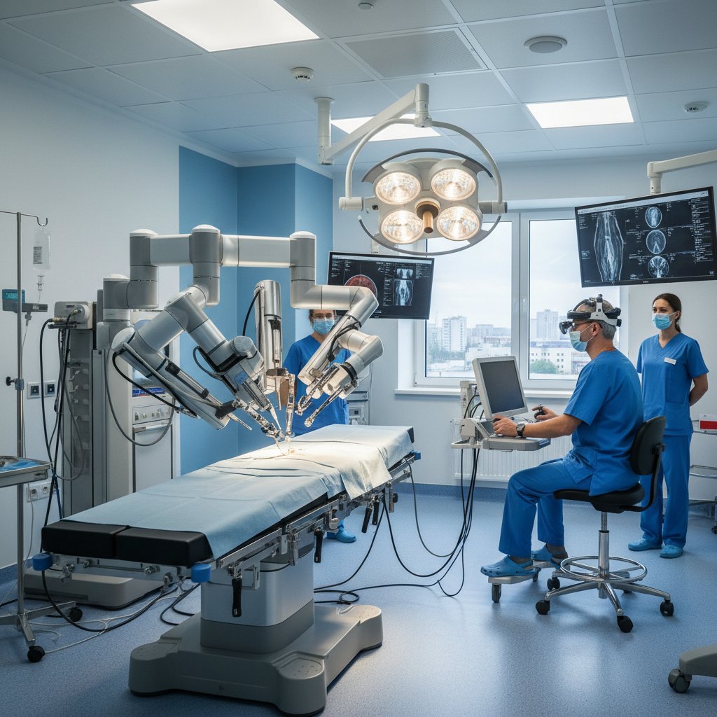 Robot chirurgiczny w polskim szpitalu podczas zabiegu urologicznego