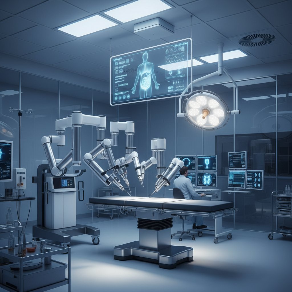 Roboty chirurgiczne na sali operacyjnej, precyzja i nowoczesność technologii medycznej