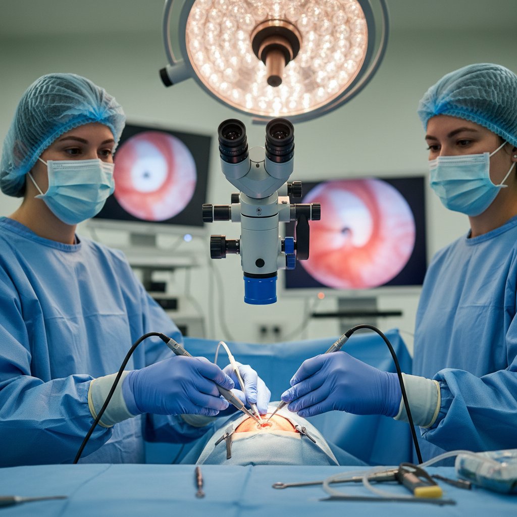 Zespół operujący oko pacjenta – bezpośrednio podczas zabiegu