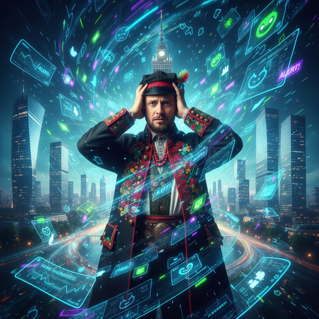 Polak przytłoczony powiadomieniami AI w mieście