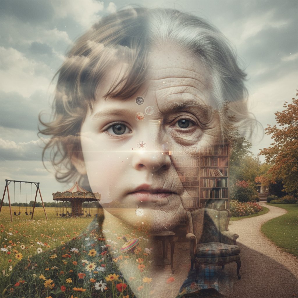 Portret z nakładającymi się wspomnieniami różnych etapów życia