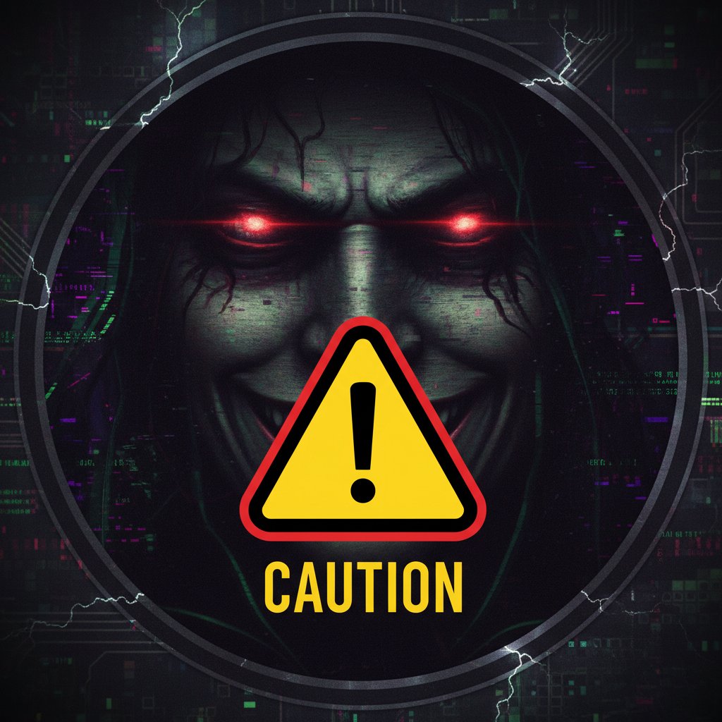 Podejrzane zdjęcie profilowe z ikoną ostrzeżenia – fałszywe konto na portalu randkowym