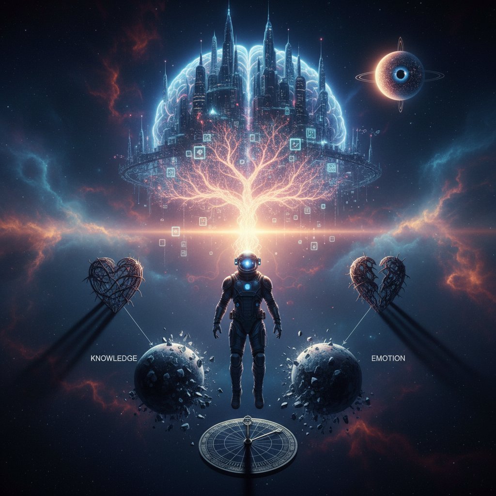 Symbolic visual metaphor in a sci-fi movie, blending surreal and realistic elements